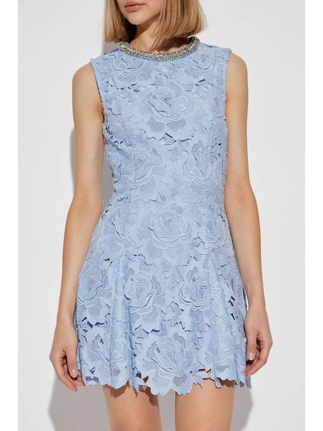 Self Portrait Lace Dress With Shimmering Crystals, Women's, Light Blue - SELF PORTRAIT - BALAAN 3