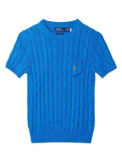 Cable Knit Cotton Sweater Blue - POLO RALPH LAUREN - BALAAN 2