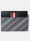 Three Stripes Tab Monogram Double Side Card Wallet Medium Grey - THOM BROWNE - BALAAN 2