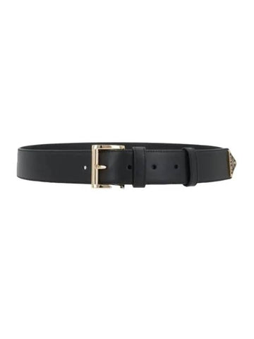 Triangle Logo Plaque City Leather Belt Black - PRADA - BALAAN 1