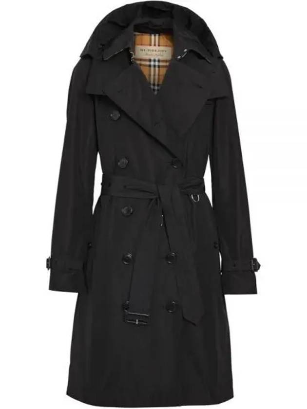 Detachable Hood Teffeta Kensington Trench Coat Black - BURBERRY - BALAAN 2