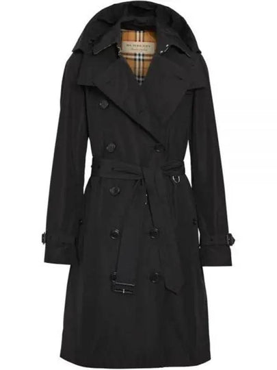 Detachable Hood Teffeta Kensington Trench Coat Black - BURBERRY - BALAAN 2