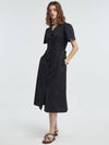 Women s V neck Shirt Long Dress Black - MANAVIS7 - BALAAN 3