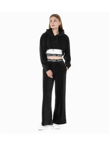 JEANS Women s Black Velvet Wide Leg Pants J222296 BEH - CALVIN KLEIN - BALAAN 1