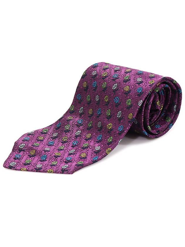 100 silk purple flower pattern tie - A. TESTONI - BALAAN 2