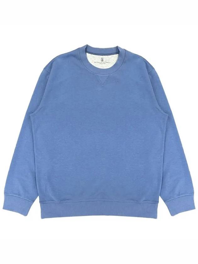 Cotton Blend Jersey Sweatshirt Blue - BRUNELLO CUCINELLI - BALAAN 3