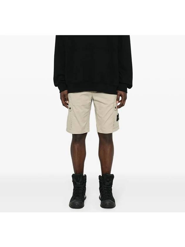 Wappen Cargo Bermuda Shorts Beige - STONE ISLAND - BALAAN 5