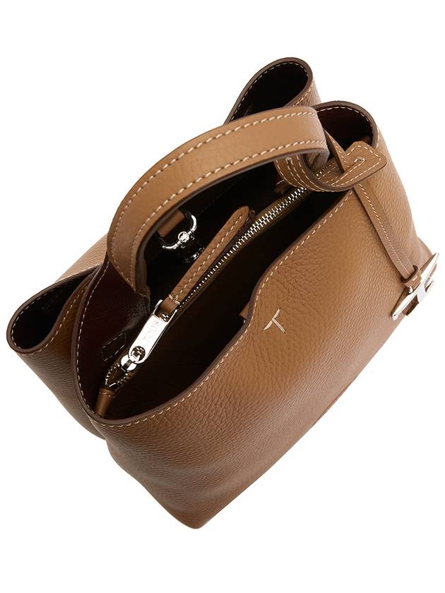 Logo Mini Leather Tote Bag Brown - TOD'S - BALAAN 7