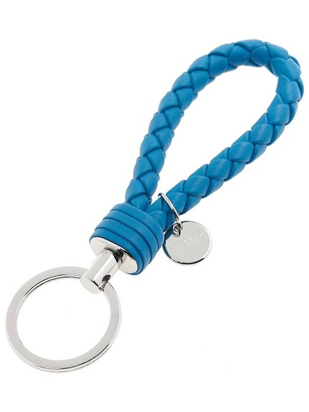 Intrecciato Leather Key Holder Blue - BOTTEGA VENETA - BALAAN 2