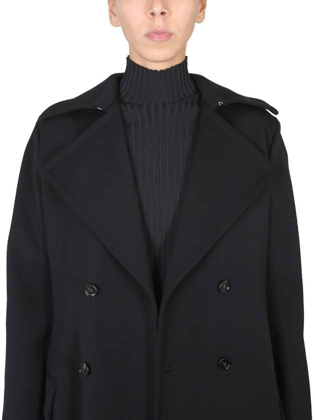 Women's Double Breasted Wool Coat Black - BOTTEGA VENETA - BALAAN 5