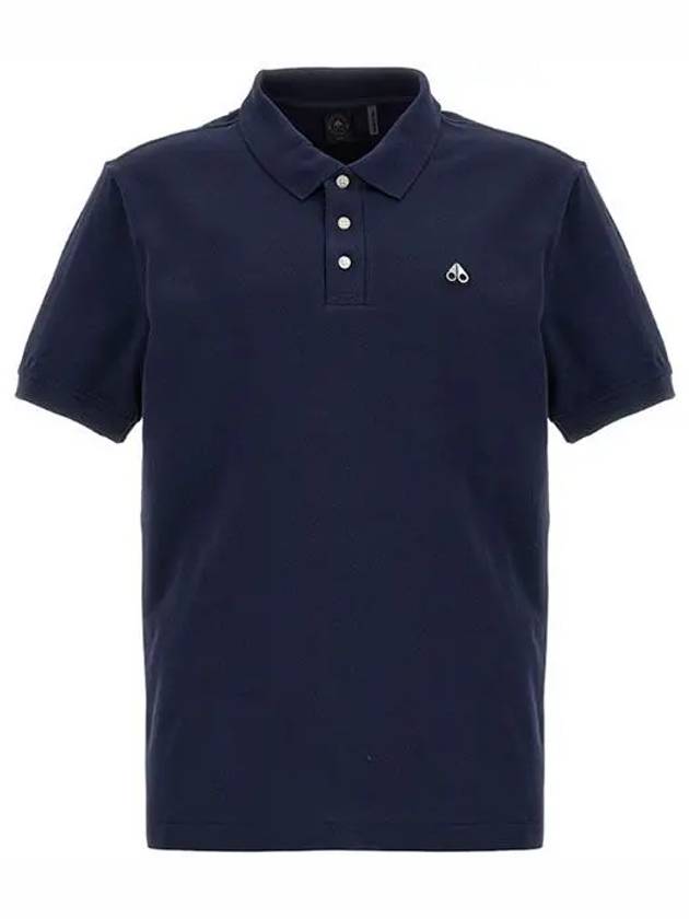 Men's Logo Patch Short Sleeve Polo Shirt Navy - MOOSE KNUCKLES - BALAAN 2