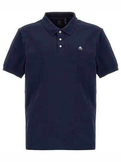 Men's Logo Patch Short Sleeve Polo Shirt Navy - MOOSE KNUCKLES - BALAAN 2