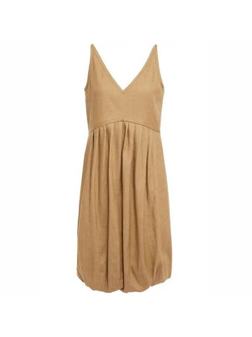 Women's Honey Linen Blend Bubble Midi Dress Beige - BURBERRY - BALAAN 1