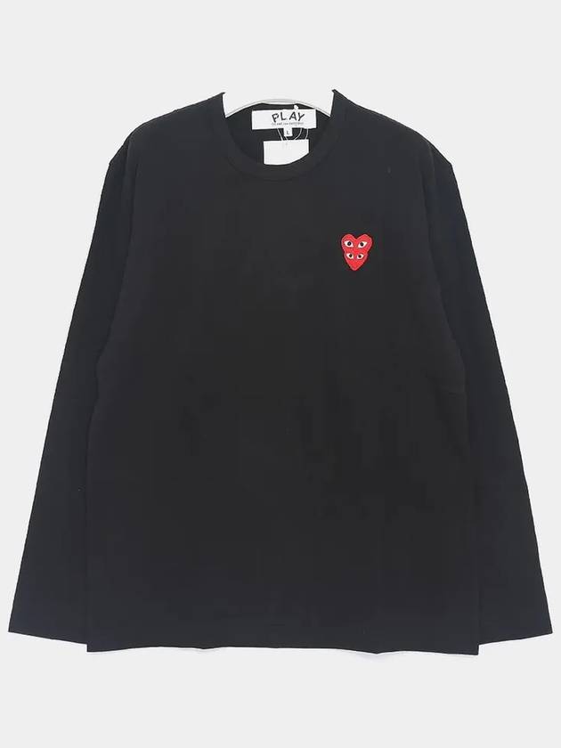 Double Heart Wappen Long Sleeve T-Shirt Black - COMME DES GARCONS - BALAAN 4