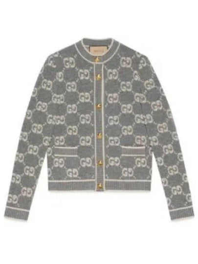 GG Boucle Jacquard Cardigan Grey - GUCCI - BALAAN 2