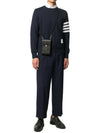 Three Stripes Strap Leather Phone Case Black - THOM BROWNE - BALAAN 5