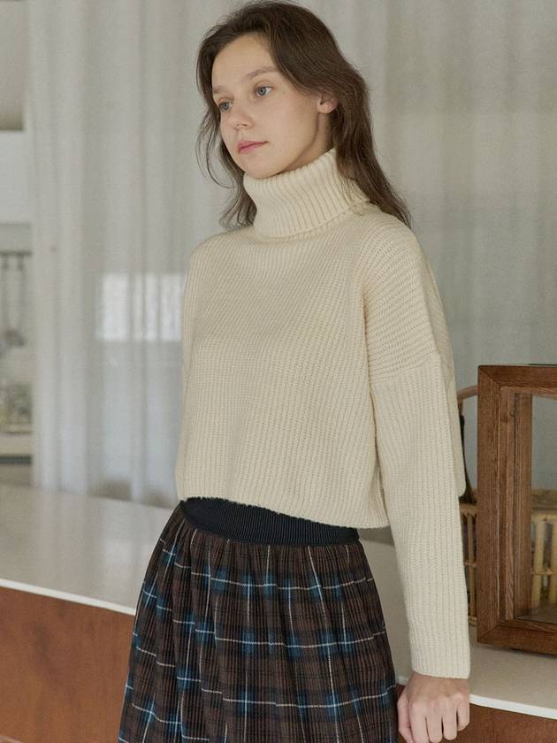 Pullover Crop Knit Turtleneck Ivory - AVANT-G - BALAAN 3