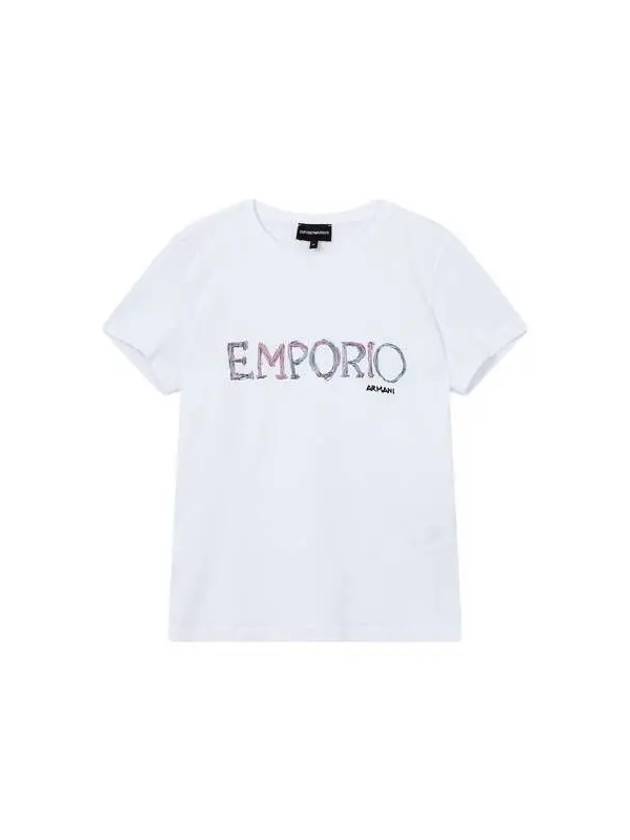 Women s Logo Embroidered Stretch T Shirt White - EMPORIO ARMANI - BALAAN 1