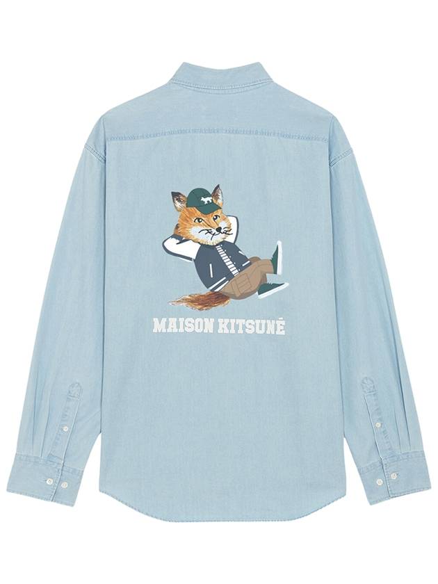 Chillax Relaxed Fit Long Sleeve Shirt Blue - MAISON KITSUNE - BALAAN 2