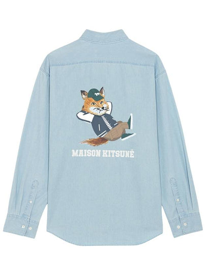 Chillax Relaxed Fit Long Sleeve Shirt Blue - MAISON KITSUNE - BALAAN 2