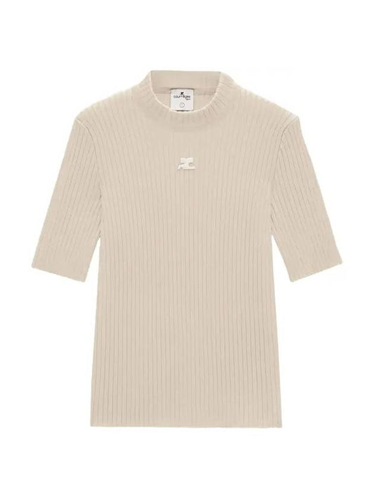 Reedition Knit Short Sleeve Turtle Neck Sand - COURREGES - BALAAN 1