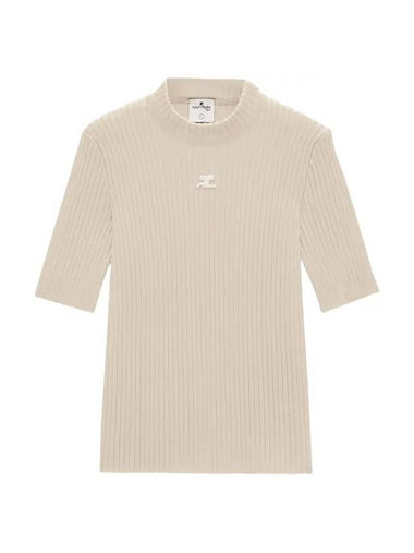 Reedition Knit Short Sleeve Turtle Neck Sand - COURREGES - BALAAN 1