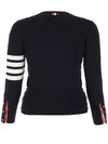 4-Bar Milano Stitch Crew Neck Knit Top Navy - THOM BROWNE - BALAAN 3