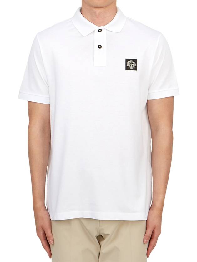 Pique Stretch Cotton Short Sleeve Polo Shirt White - STONE ISLAND - BALAAN 2