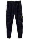 Stretch Cotton Tela Paracadute Cargo Straight Pants Black - STONE ISLAND - BALAAN 2