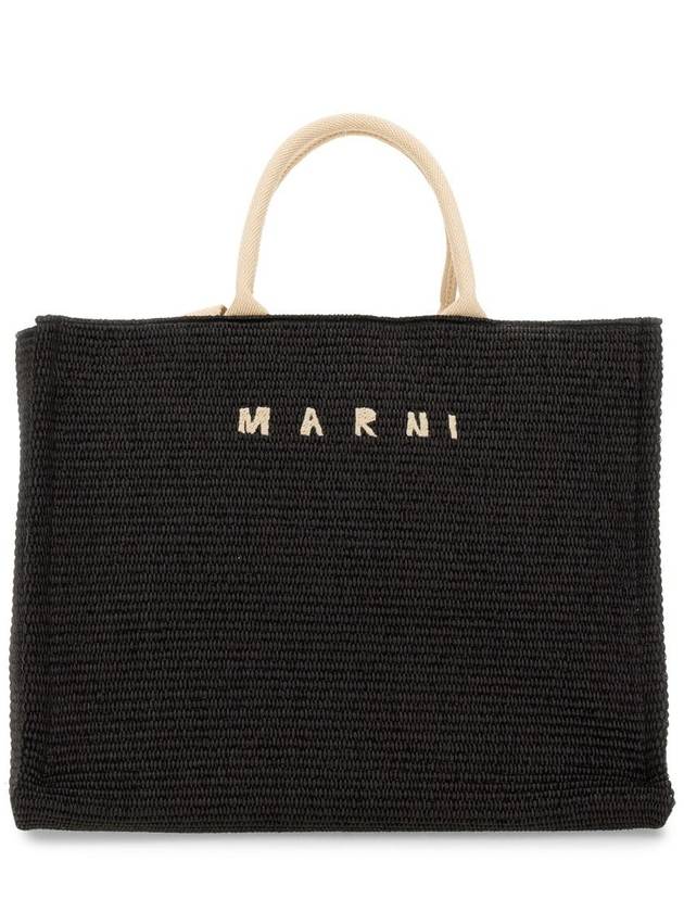 Raffia East West Tote Bag Black - MARNI - BALAAN 2