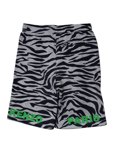 Zebra Green Logo Patch Shorts Grey - KENZO - BALAAN 1