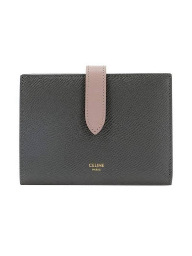 Bicolor Grained Medium Half Wallet Grey - CELINE - BALAAN 1