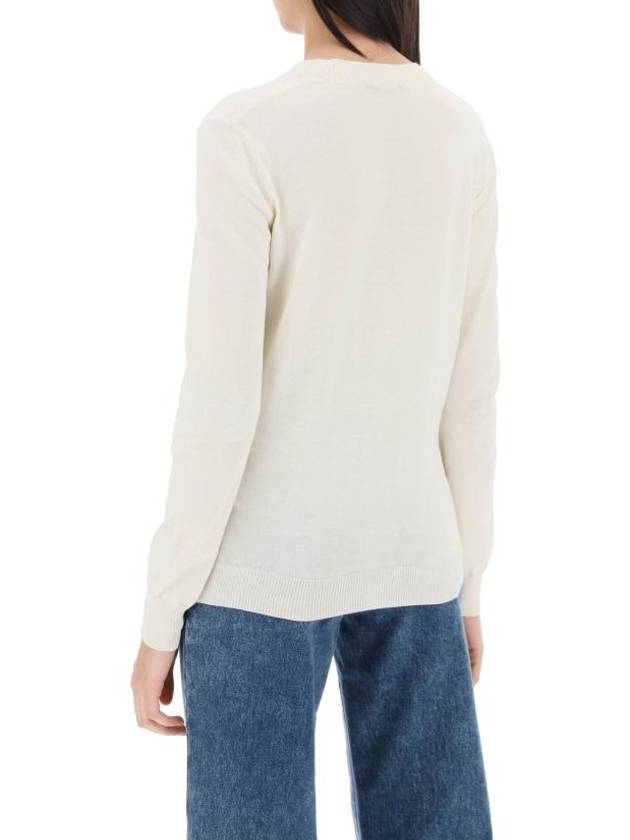 Bella Logo Embroidery Cardigan Ivory - A.P.C. - BALAAN 4