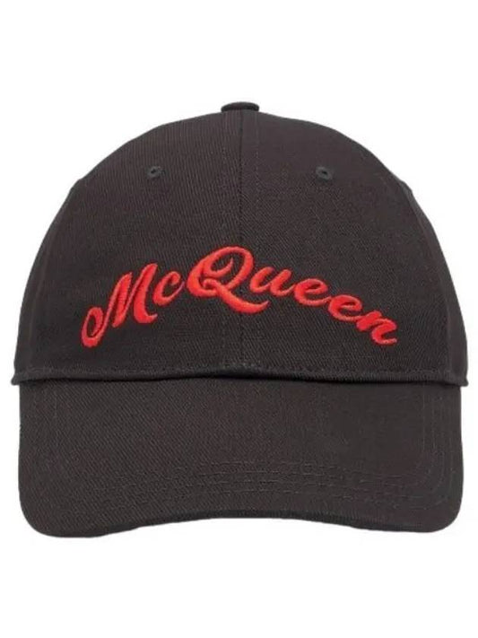 Logo Embroidered Ball Cap Black Red Hat - ALEXANDER MCQUEEN - BALAAN 1