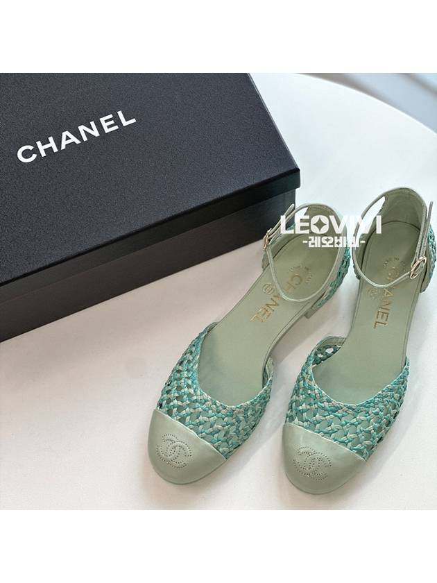 CC Logo Strap Sandals Shoes Mint 365 G38764 - CHANEL - BALAAN 7