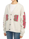 Women's Cashmere B Logo Cardigan White - BARRIE - BALAAN 5