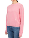 Embroidered Logo Crew Neck Cashmere Knit Top Pink - SPORTY & RICH - BALAAN 3