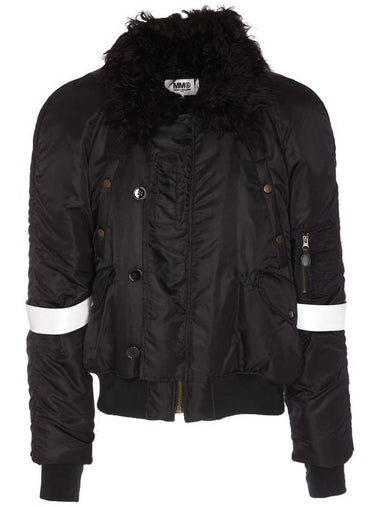 Faux Fur Collar Bomber Jacket Black - MAISON MARGIELA - BALAAN 1