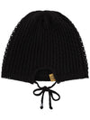 yellow tab crochet beanie black - MSKN2ND - BALAAN 3