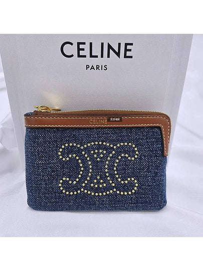 Triomphe Denim Pouch Bag Blue - CELINE - BALAAN 2