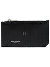 Lizard Pattern Embossed Fragment Zipper Card Wallet Black - SAINT LAURENT - BALAAN 2