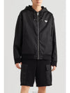 Reversible Cotton Fleece Re-Nylon Zip-up Hoodie Black - PRADA - BALAAN 4