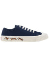 Lace Up Canvas Low Top Sneakers Blue - KENZO - BALAAN 3