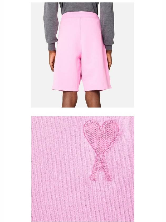 Small Heart Logo Drawstring Shorts Candy Pink - AMI - BALAAN 6