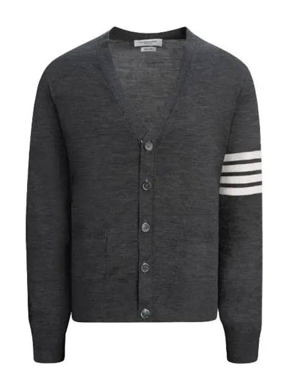 Men's Sustainable Classic Diagonal Wool Cardigan Dark Grey - THOM BROWNE - BALAAN 2