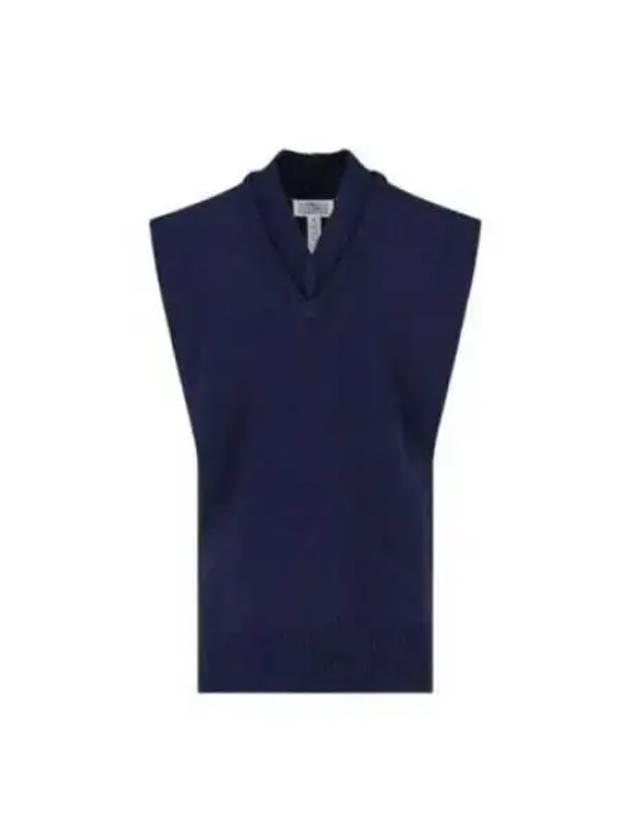 Layered Detail V-Neck Knit Vest Navy - MAISON MARGIELA - BALAAN 2