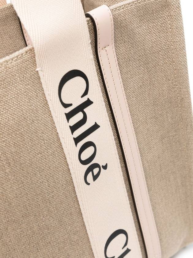 Woody Canvas Medium Tote Bag Cement Pink - CHLOE - BALAAN 5