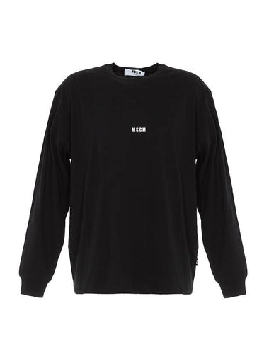 Logo Print Cotton Long Sleeve T-Shirt Black - MSGM - BALAAN 1