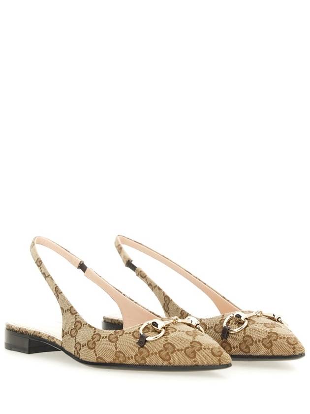 Horsebit Slingback Ballet Flat Beige Ebony - GUCCI - BALAAN 2