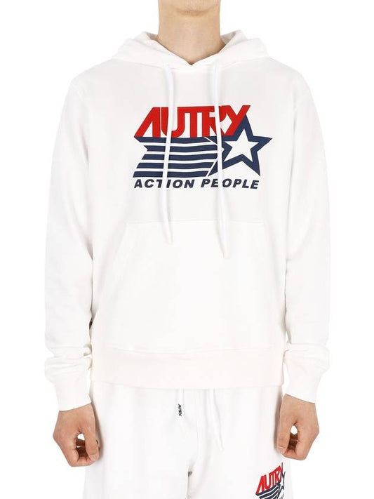 Iconic Logo Print Hoodie White - AUTRY - BALAAN 2